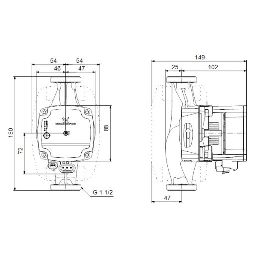 Grundfos Alpha1 L 25-40 keringetőszivattyú 180 mm 6/4" 230V 99160579