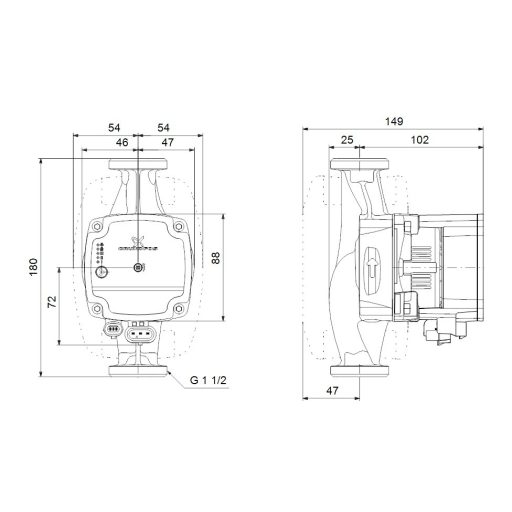 Grundfos Alpha1 L 25-60 keringetőszivattyú, 180 mm, 6/4", 230V