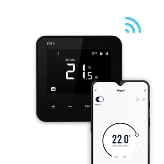   BVF 801 önálló WiFi okostermosztát Üveg előlap prémium, FEKETE levegő+padló.3m