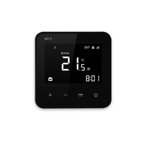 BVF 801 önálló WiFi okostermosztát Üveg előlap prémium, FEKETE levegő+padló.3m