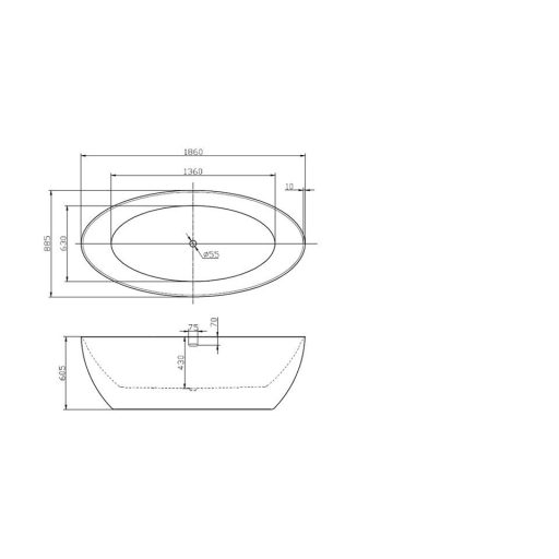 Wellis WK00133 Oval 186 szabadon álló kád 186x88,5x60,5