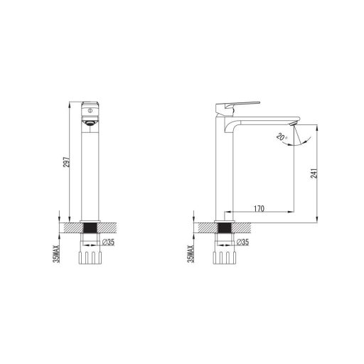 Wellis ACS0208 Asti mosdó magas csaptelep 29,7