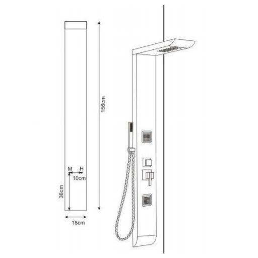 Wellis WZ00084 Lucia zuhanypanel 18x57x156