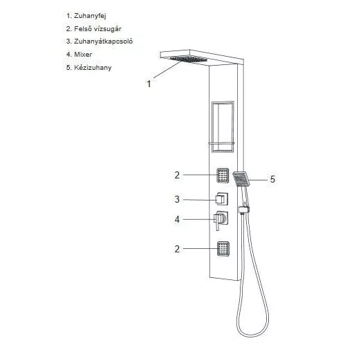 Wellis WZ00082 Modica zuhanypanel 22x52x140