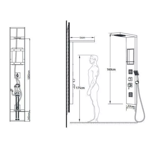 Wellis WZ00082 Modica zuhanypanel 22x52x140
