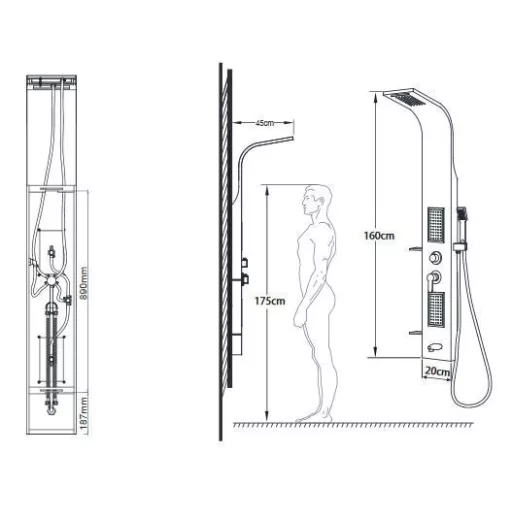 Wellis WZ00081 Napoli zuhanypanel 20x45x160