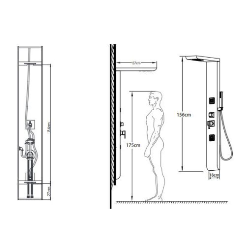 Wellis WZ00088 Paloma sarok zuhanypanel 21x55x140