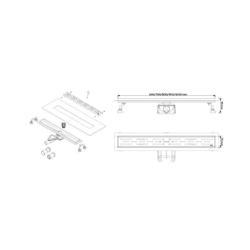 Wellis WE00091 W-Drain Dots 80 zuhanyfolyóka 80x7x9,5-11