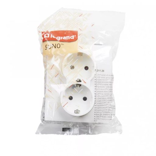 Legrand 721126 Suno 2x2P+F csatlakozóaljzat kerettel (rugós), biztonsági zsaluva