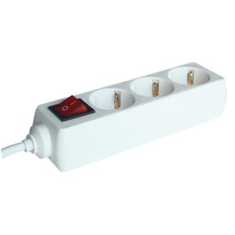   Tracon HK3-5M Hordozható elosztósáv kapcsolóval, normál, fehér 3×SCHUKO, 5m, max