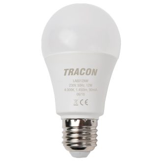   TRACON LA6012NW Gömb burájú LED fényforrás 230 V, 50 Hz, 12 W,4000 K, E27, 1450