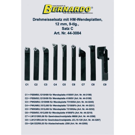 Bernardo HM lapkákkal ellátott esztergakés C készlet 12 mm 9 részes